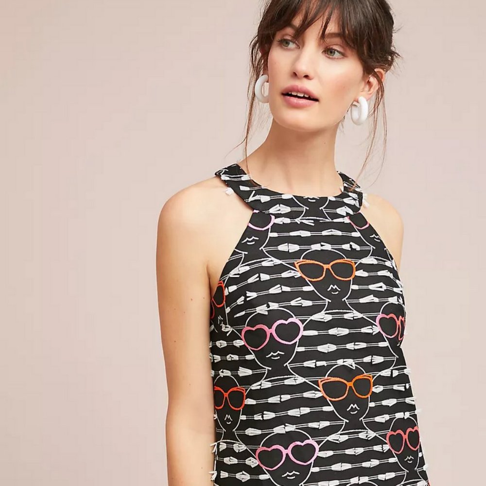 Hutch embroidered sunglasses 70s shift dress